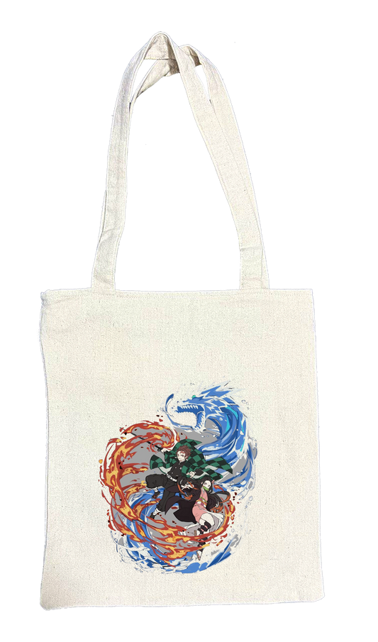 Anime Demon slayer nezuko tanjiro tote bag Beige 33