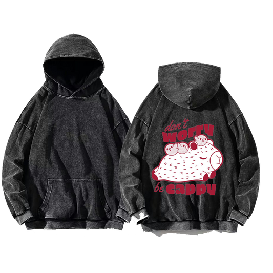 Don't Worry, Be Cappy One Size hoodie Washed Back 33