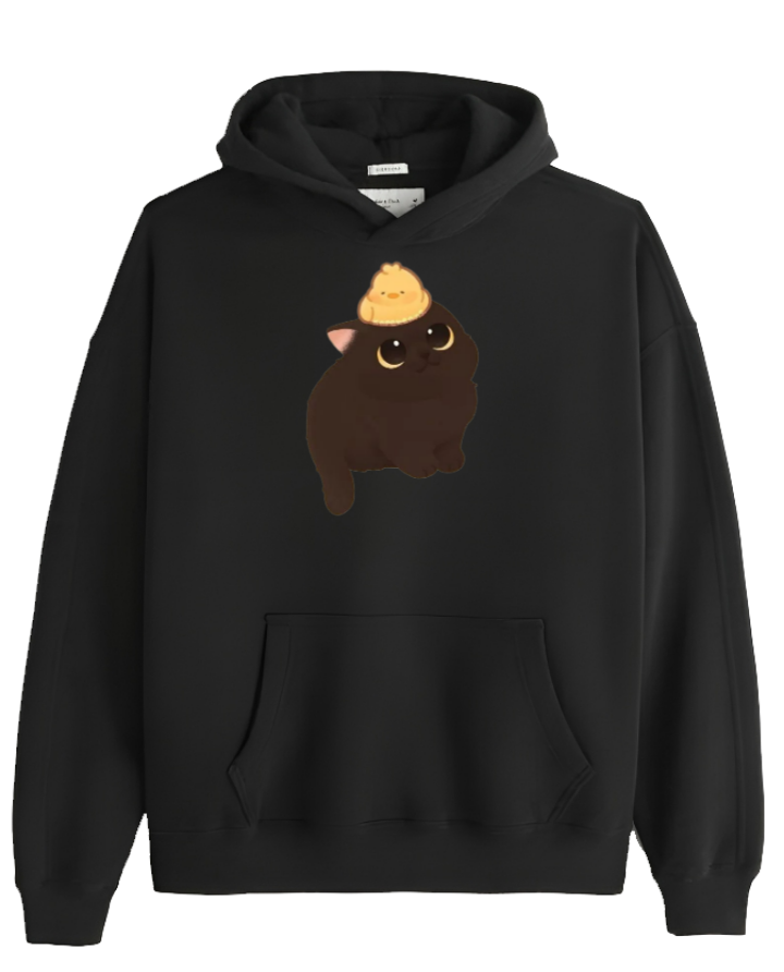 cat Oversize Hoodie Black 33