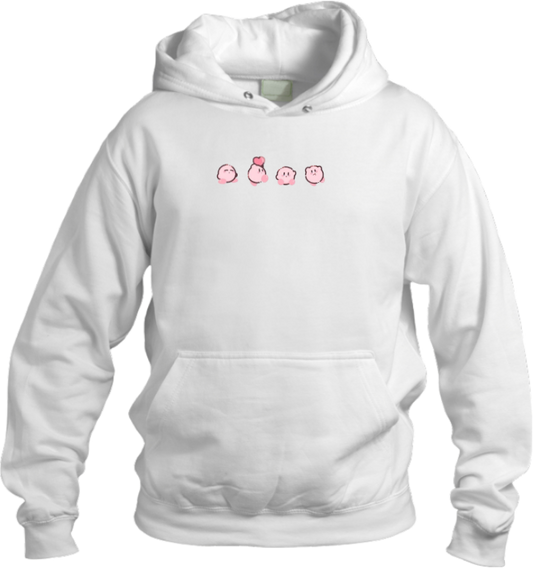 Cute Pink Anime Kirby Character Graphic Hoodie for Women and Men, Kawaii Cartoon White Pullover Sweatshirt 33
