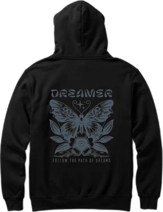 butterflies Oversize Hoodie Black Back 33