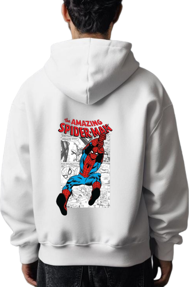 Spiderman One Size hoodie White Back 33