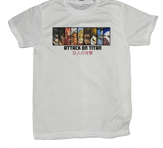 Anime Attack on titan shingeki no kyojin eren levi mikasa  Aot white fit t- shirt 33