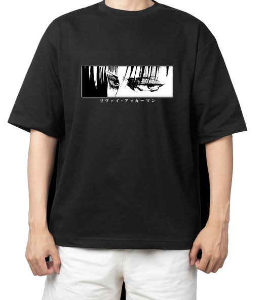 Anime Attack on titan shingeki no kyojin eren levi mikasa Aot black Oversize  t- shirt 33