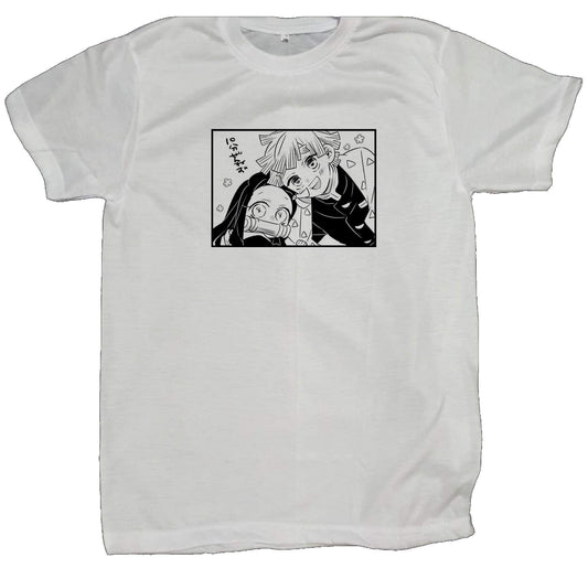 Anime Demon slayer nezuko tanjiro t- shirt fit White 33