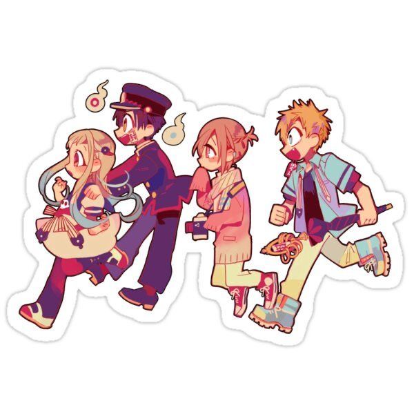 Toilet-Bound Hanako-Kun Running Group Anime Sticker - TBHK Characters Adventure Vinyl Decal for Laptop, Water Bottle, Journal, and Phone Case