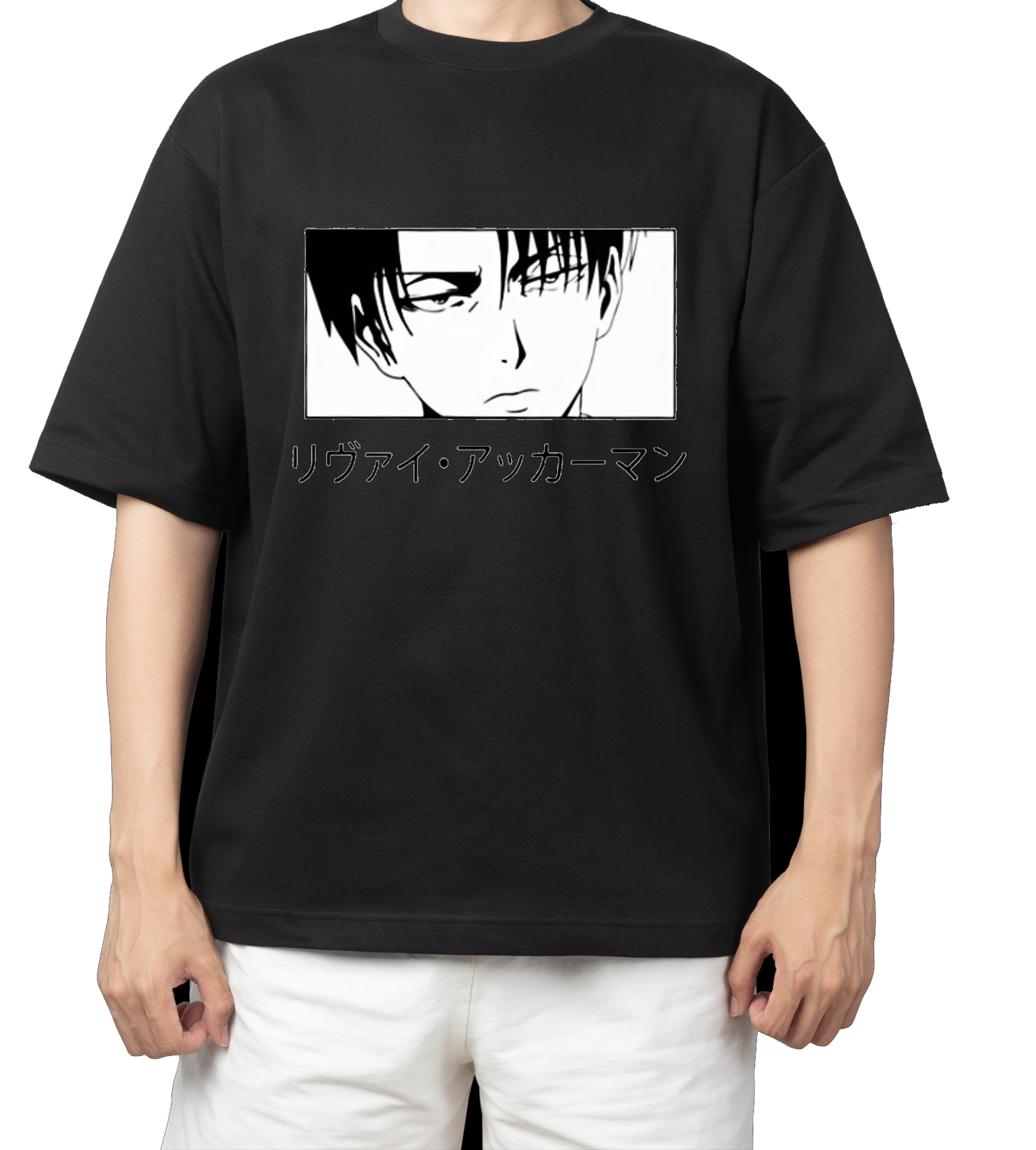 Anime Attack on titan shingeki no kyojin eren levi mikasa Aot black Oversize  t- shirt 34
