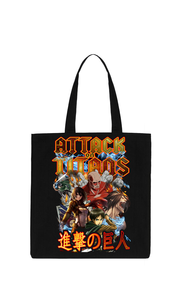 Anime Attack on titan shingeki no kyojin Aot Black tote bag 33