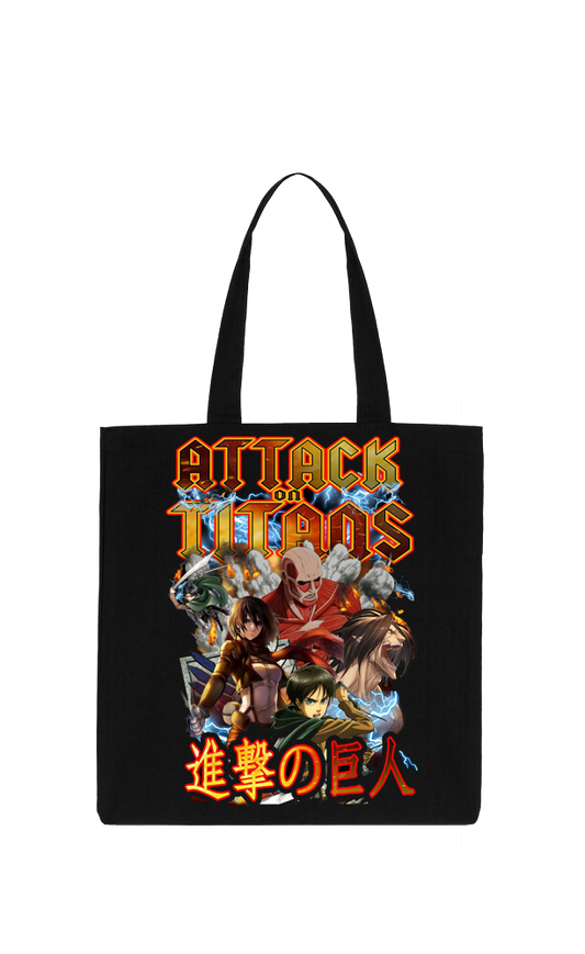 Anime Attack on titan shingeki no kyojin Aot Black tote bag 33