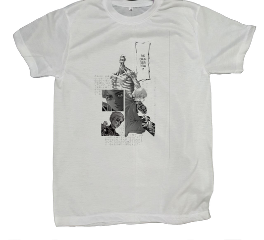 Anime Attack on titan shingeki no kyojin eren levi mikasa  Aot white fit t- shirt 34