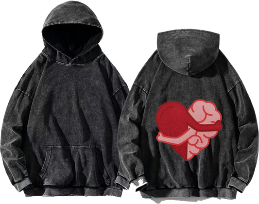 brain embracing a heart One Size hoodie Washed Back 34