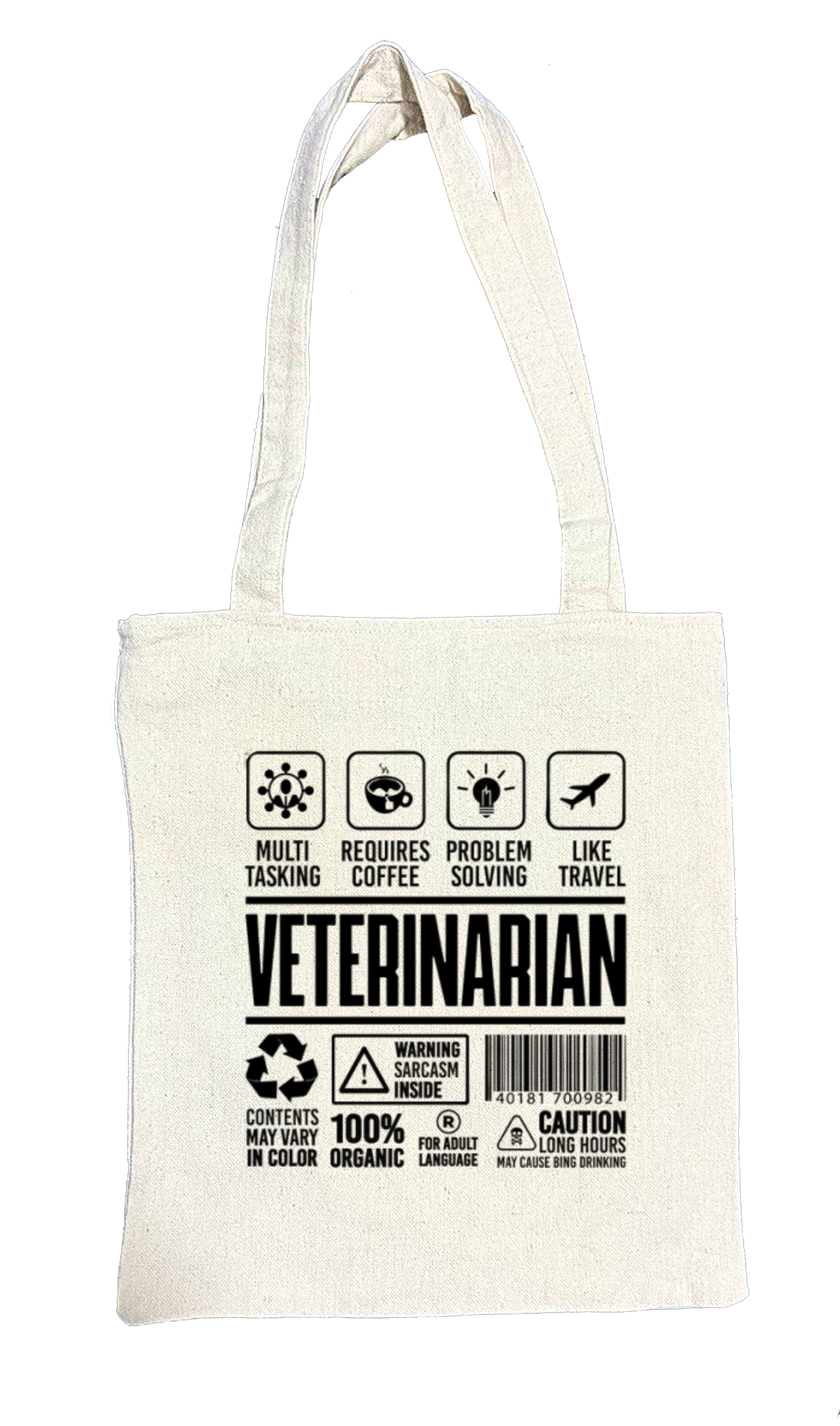 VETERINARIAN Back text tote bag beige 34