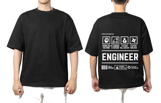 ENGINEER Back text One Size t- shirt Black Back 30