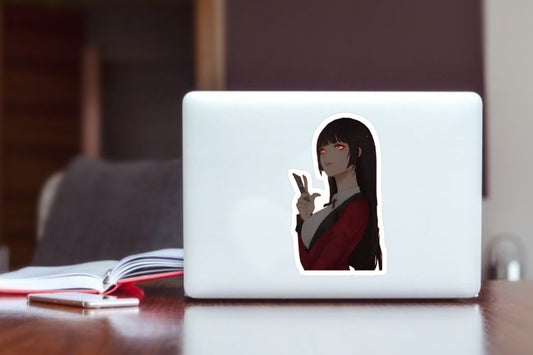 Kakegurui Yumeko Jabami Anime Sticker, Red Eyes Gambling School Waterproof Vinyl Decal for Laptop, Water Bottle, Hydro Flask, and Journal