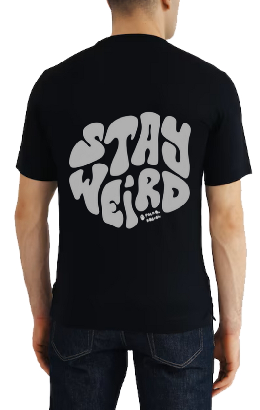 STAY WEIRD t- shirt One Size Black back 34