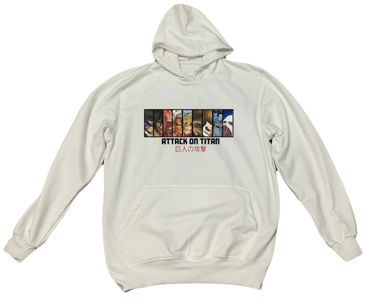 Anime Attack on titan shingeki no kyojin eren levi mikasa Aot White Oversize HOODIE 34