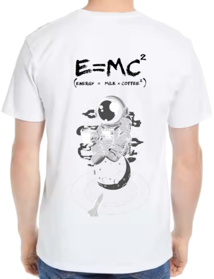 $E=MC^2$ Back text One Size t- shirt White Back 34