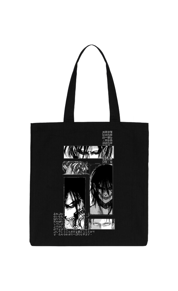 Anime Attack on titan shingeki no kyojin Aot Black tote bag 35