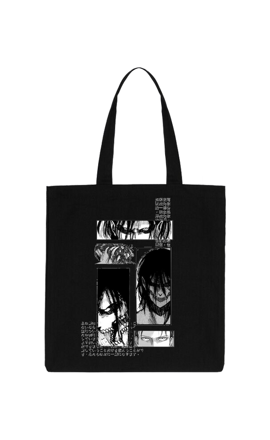 Anime Attack on titan shingeki no kyojin Aot Black tote bag 35