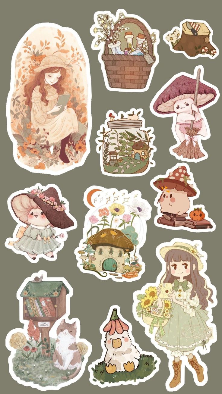 Aesthetic Cute Stickers Pack - Waterproof Vinyl Cartoon Decals for Water Bottles, Laptops, Scrapbooking, Kawaii Stationery Supplies sticker journal sticker