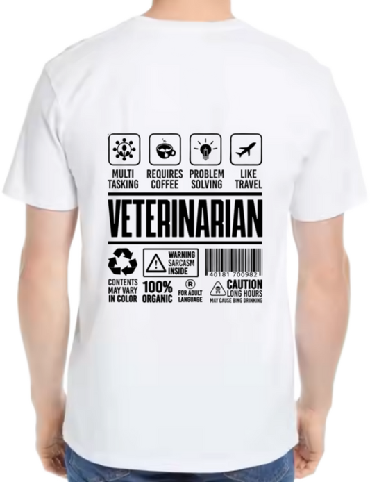 VETERINARIAN Back text One Size t- shirt White Back 35