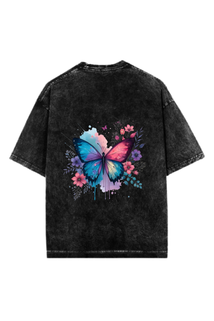 butterflies One Size t- shirt Washed Back 35