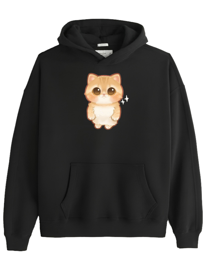 cat Oversize Hoodie Black 35