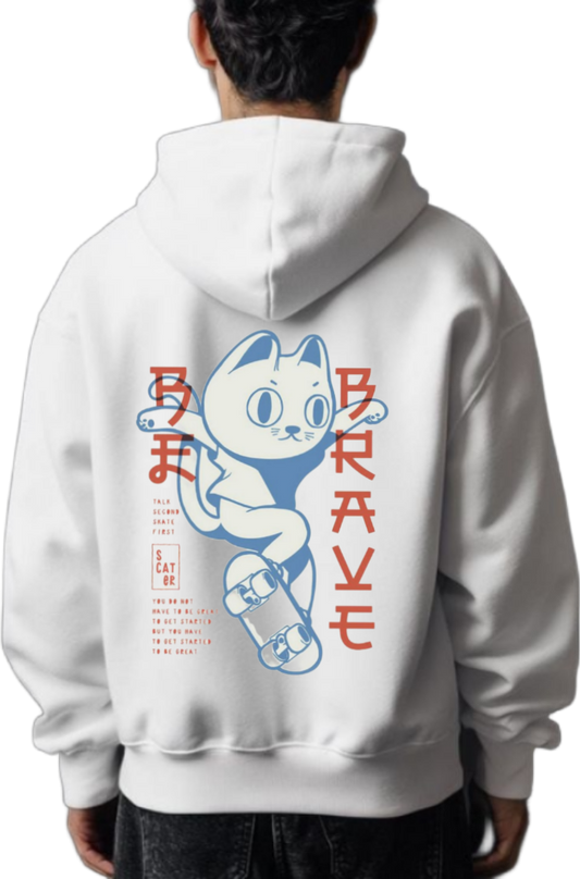 Skater Cat One Size hoodie White Back 35