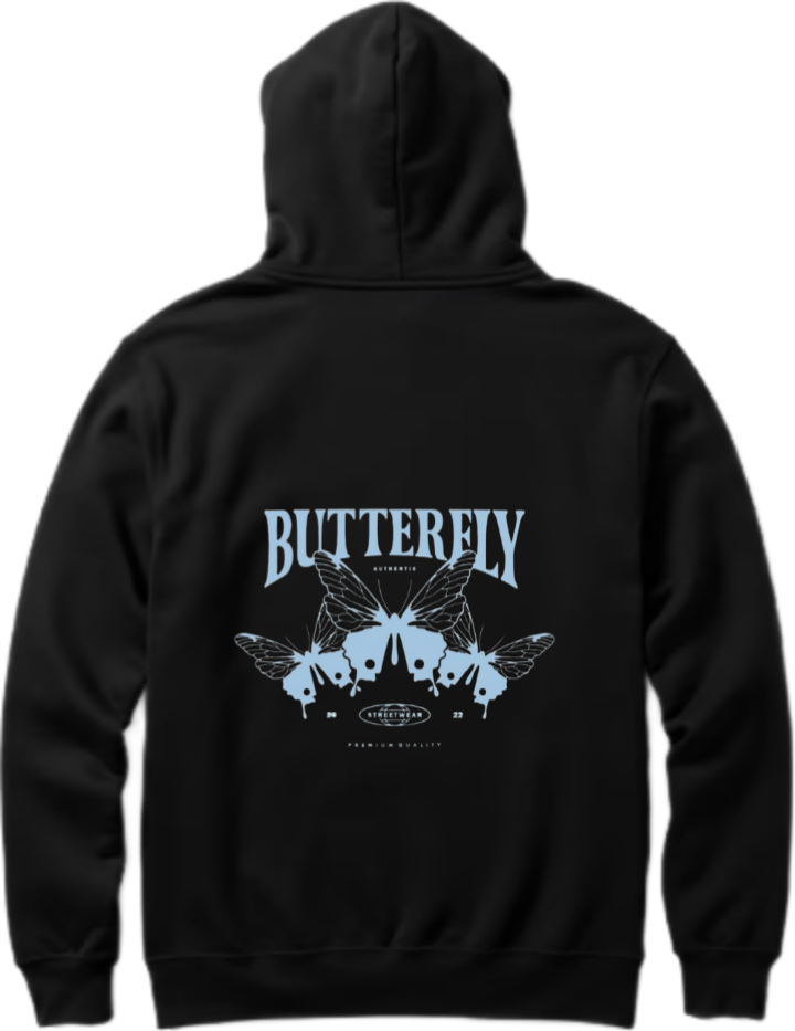 butterflies Oversize Hoodie Black Back 35