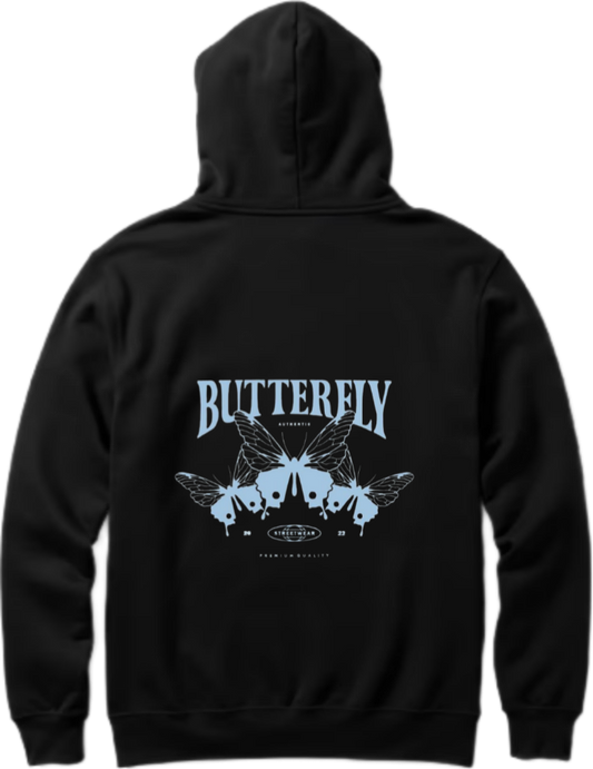 butterflies Oversize Hoodie Black Back 35