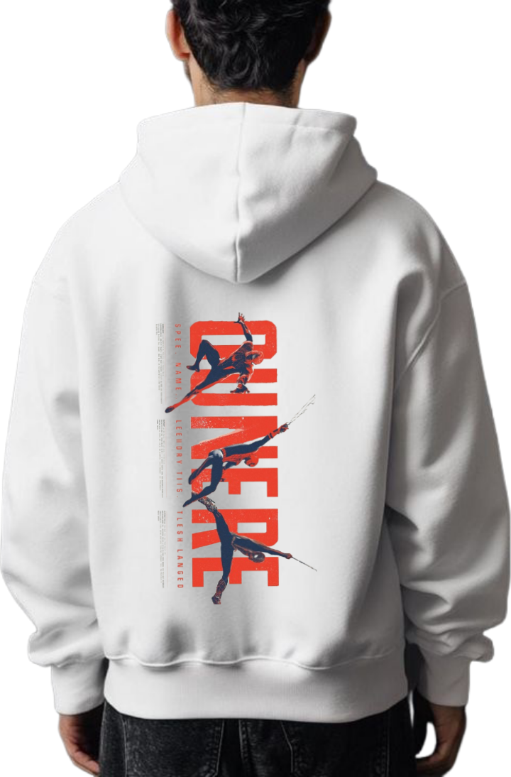 Spiderman One Size hoodie White Back 35