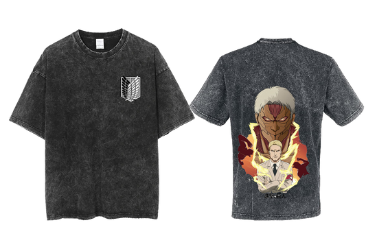 Anime Attack on titan shingeki no kyojin eren levi mikasa Aot Oversize t- shirt Washd acid back 35