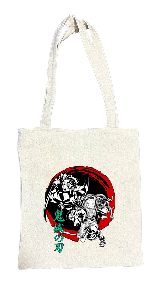 Anime Demon slayer nezuko tanjiro tote bag Beige 35