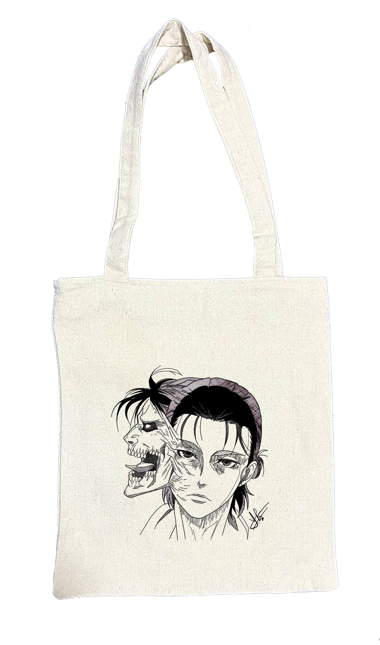 Anime Attack on titan shingeki no kyojin Aot biege tote bag 34