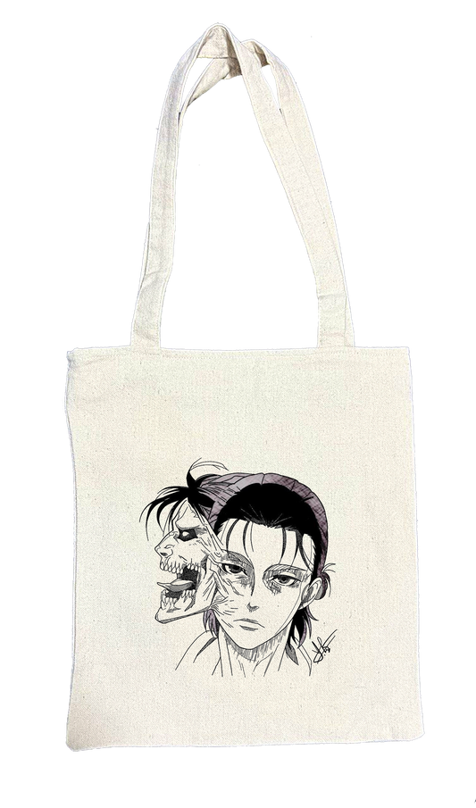 Anime Attack on titan shingeki no kyojin Aot biege tote bag 34