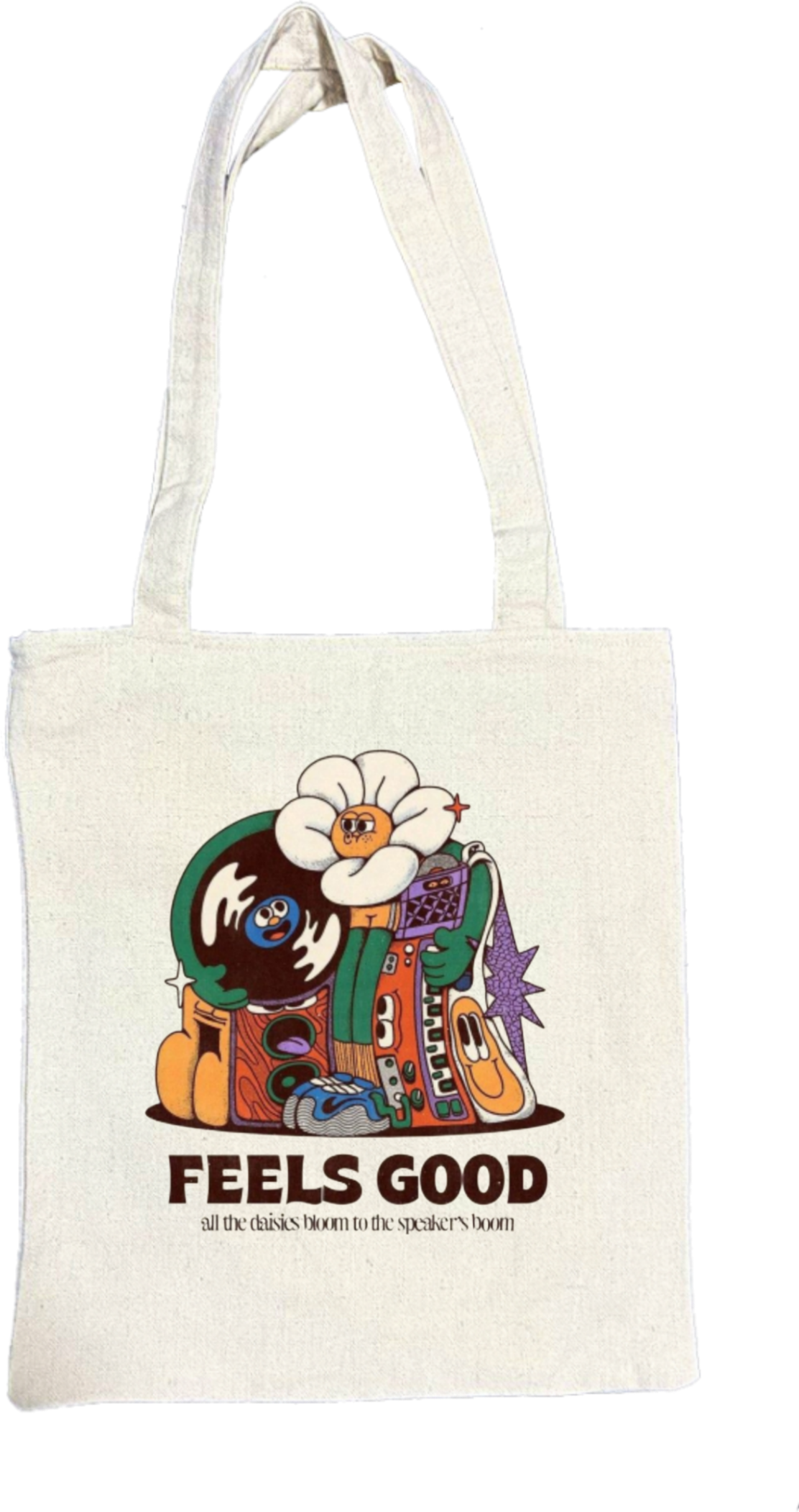 3 FEELS GOOD all the daisies bloom to the speaker's boom tote bag beige 125