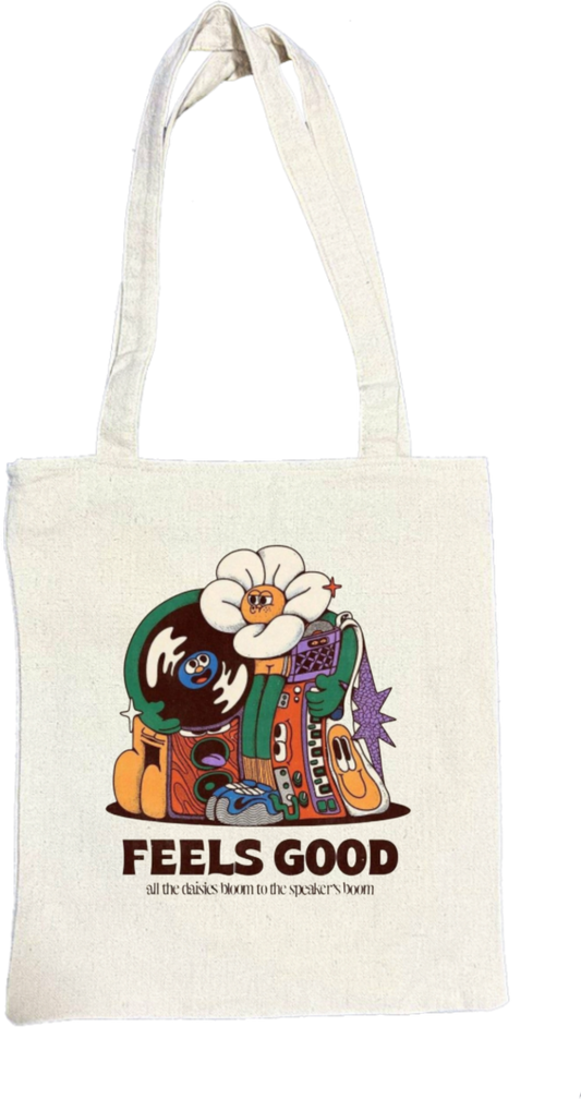 3 FEELS GOOD all the daisies bloom to the speaker's boom tote bag beige 125