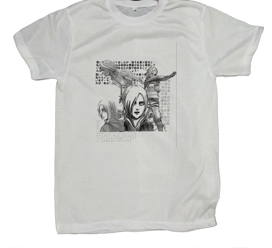 Anime Attack on titan shingeki no kyojin eren levi mikasa  Aot white fit t- shirt 35