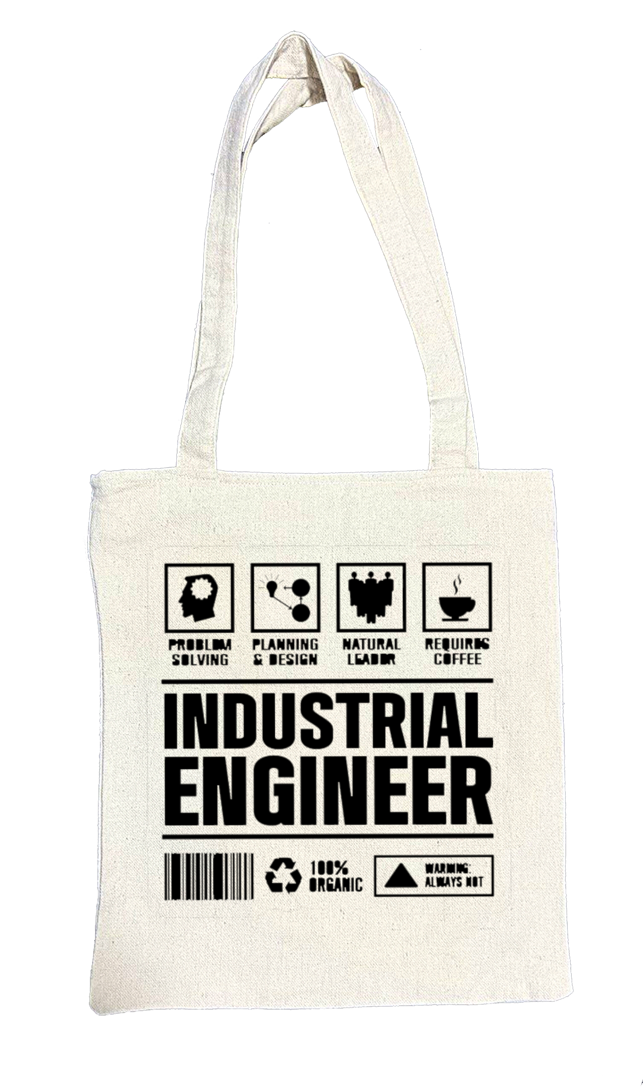 INDUSTRIAL ENGINEER Back text tote bag beige 35