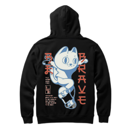 Skater Cat One Size hoodie Black Back 35