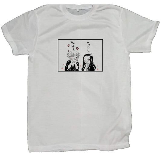 Anime Demon slayer nezuko tanjiro t- shirt fit White 35