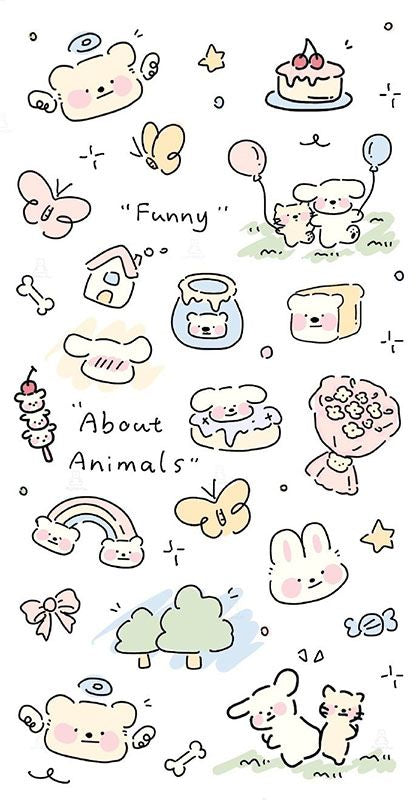 Aesthetic Cute Stickers Pack - Waterproof Vinyl Cartoon Decals for Water Bottles, Laptops, Scrapbooking, Kawaii Stationery Supplies sticker journal sticker