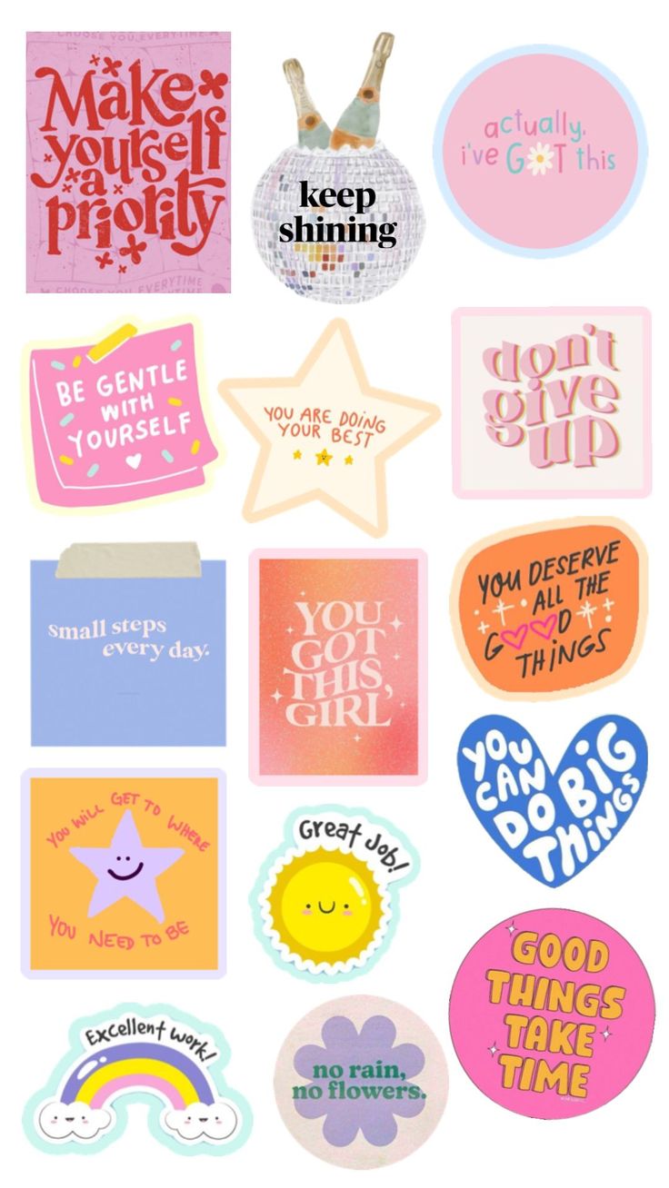 Aesthetic Cute Stickers Pack - Waterproof Vinyl Cartoon Decals for Water Bottles, Laptops, Scrapbooking, Kawaii Stationery Supplies sticker journal sticker