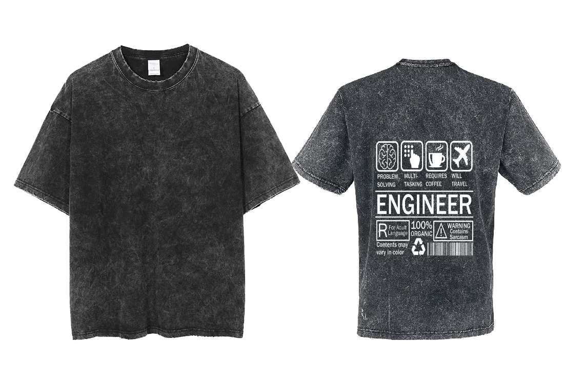 ENGINEER Back text One Size t- shirt Washed Back 36