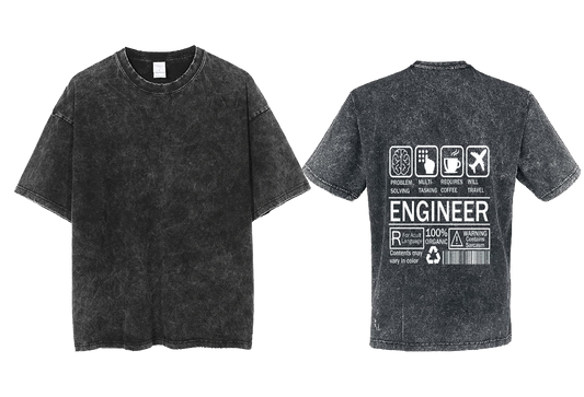 ENGINEER Back text One Size t- shirt Washed Back 36
