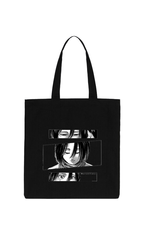 Anime Attack on titan shingeki no kyojin Aot Black tote bag 36 (Copy)