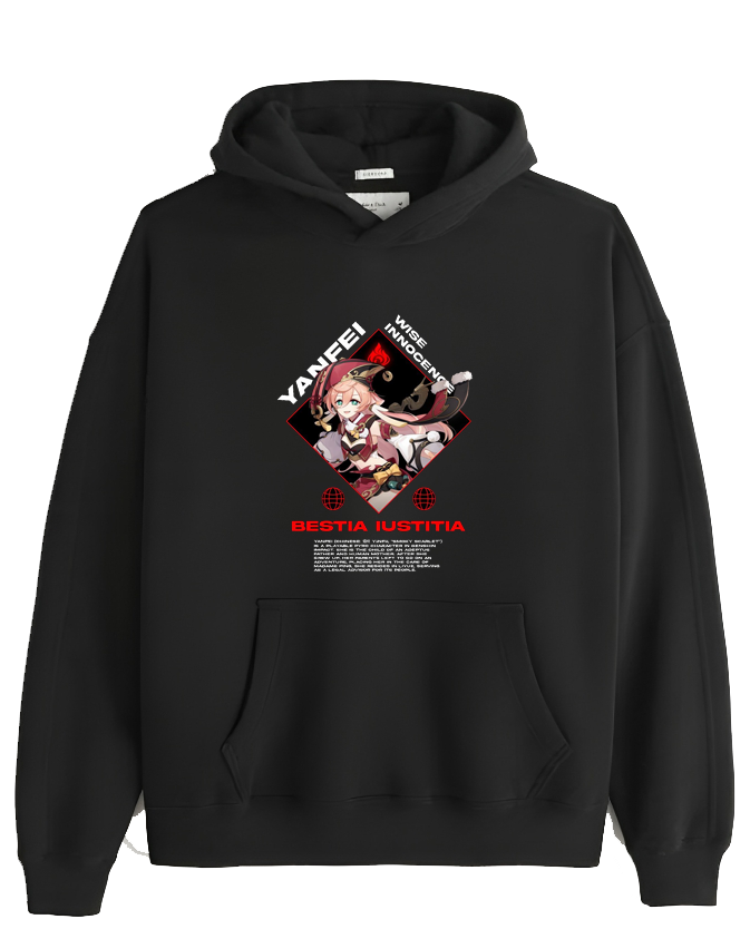 Genshin Impact Yanfei Over Size hoodie Black 36
