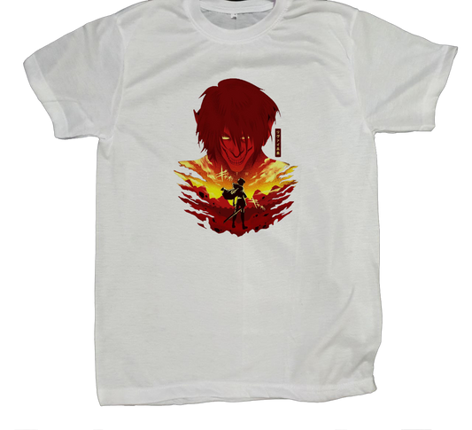 Anime Attack on titan shingeki no kyojin eren levi mikasa  Aot white fit t- shirt 36