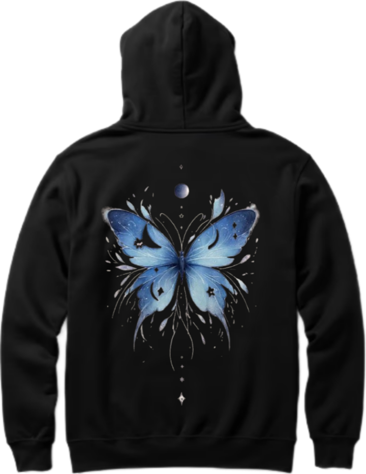 butterflies Oversize Hoodie Black Back 36