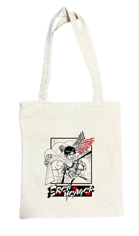 Anime Attack on titan shingeki no kyojin Aot biege tote bag 35